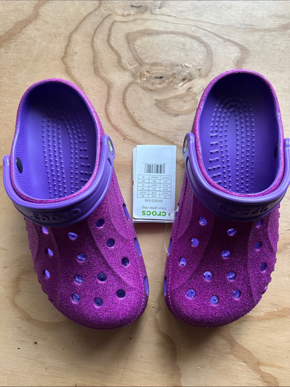 CROCS Baya Glitter Clogs in Purple and Fuchsia w9 m7 NEW! - Picture 4 of 4